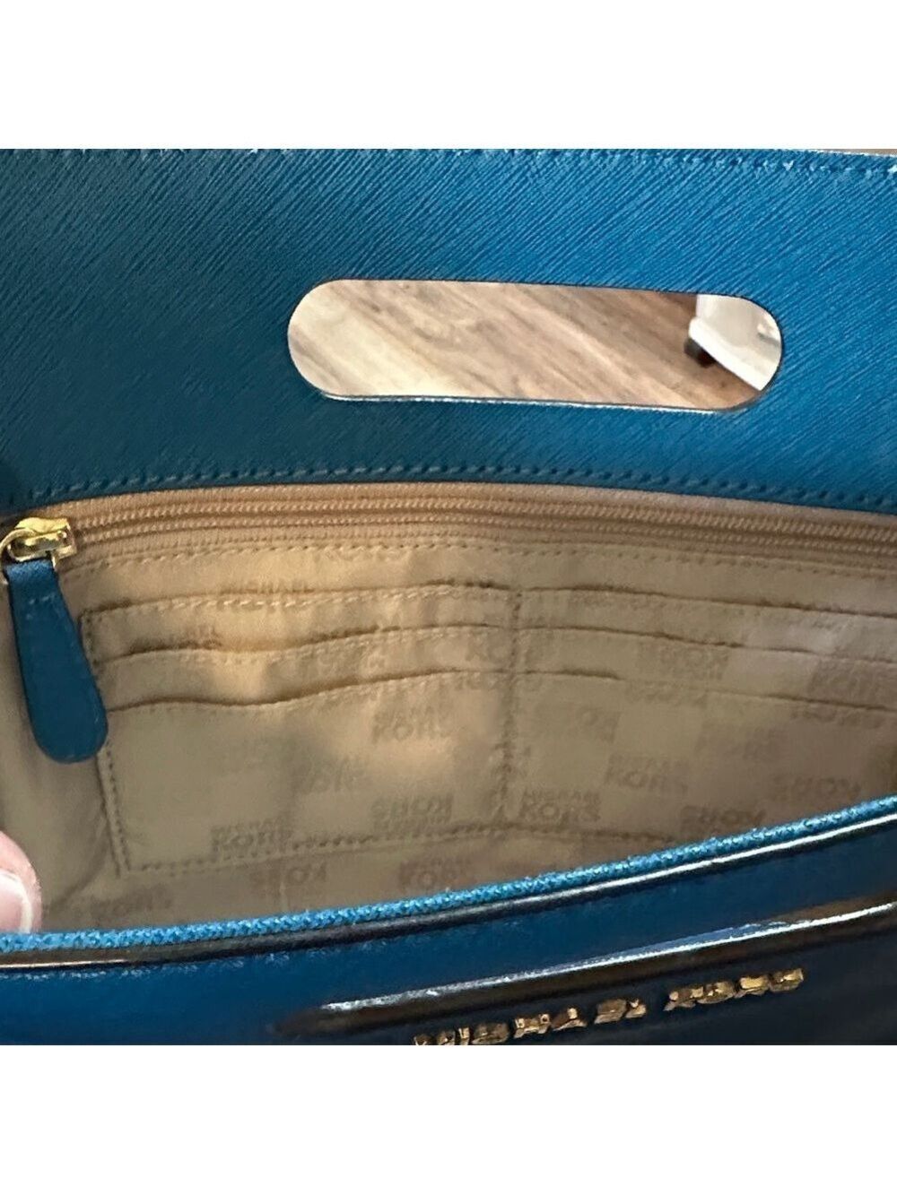 Michael Kors Tilda XL Teal Clutch - Picture 12 of 17